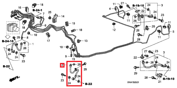 Honda CR-V 2007-2012 Nearside Front Brake Line