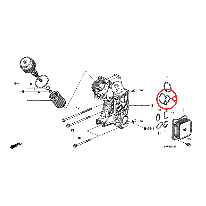 Honda CRV 20072012 Oil Filter Case ORing Honda Direct Parts