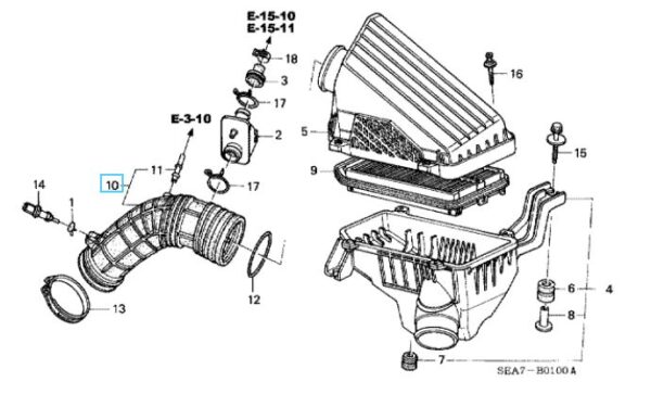 Honda Accord 2.4 2003-2005 Air Flow Tube