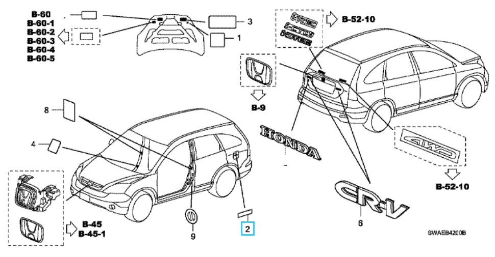 Honda CR-V 2007-2012 Fuel Filler Label (Diesel)