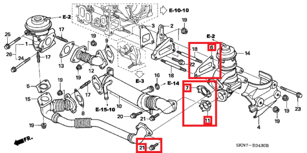 Honda 2.2 Diesel EGR Pipe Bolt and Gasket Kit