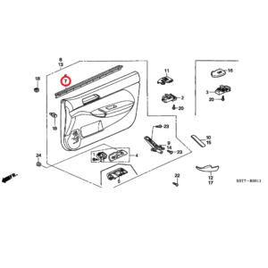 Honda Civic 2001-2005 Nearside Front Weather-strip, 72375-S5S-E01