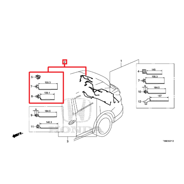 Honda Civic Tourer 2014-2017 Tailgate Sub Cord