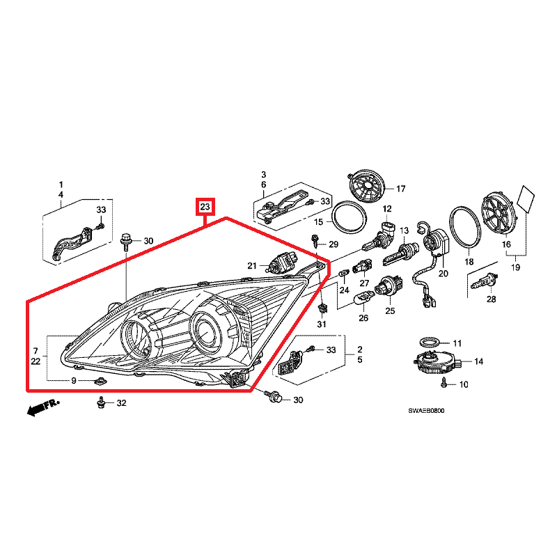 Honda CRV 20072012 Nearside Headlight Honda Direct Parts