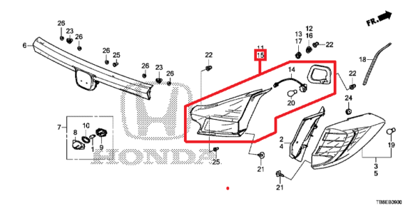 Honda Civic Tourer 2012-2016 Nearside Lid Taillight