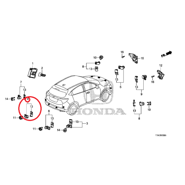 Honda HR-V 2015-2020 Rear Parking Sensor Assembly 39680-TV0-E01C
