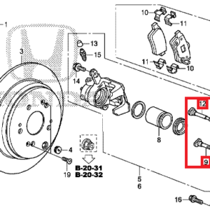 Honda CR-V 2013-2018 Rear Caliper Slider Bolts
