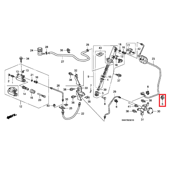 Honda CR-V 2007-2012 Brake Pipe Clip 46391-SDA-A01