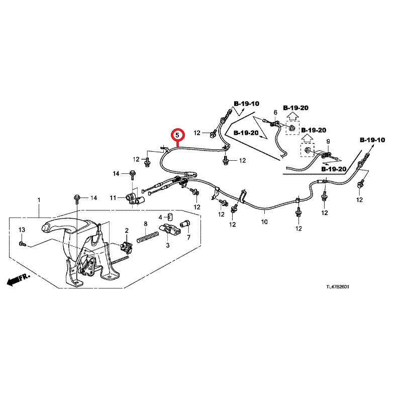 Honda Accord 20092015 Offside handbrake Cable Honda Direct Parts