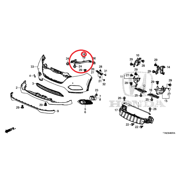 Honda HR-V 2015- Offside Bumper Bracket 71140-TFS-G00