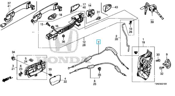 Honda Civic 2012-2016 Front Inner Handle Cable