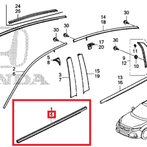 Honda Civic 2017-2021 Nearside Front Door Molding