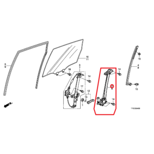 Honda Jazz KE 2009-2015 Nearside Rear Window Regulator 72750-TF0-003