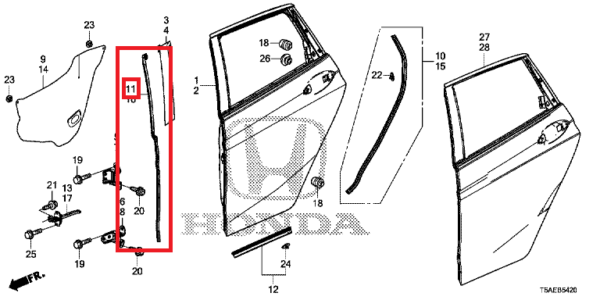 Honda Jazz 2016-2019 Offside Rear Sub Seal
