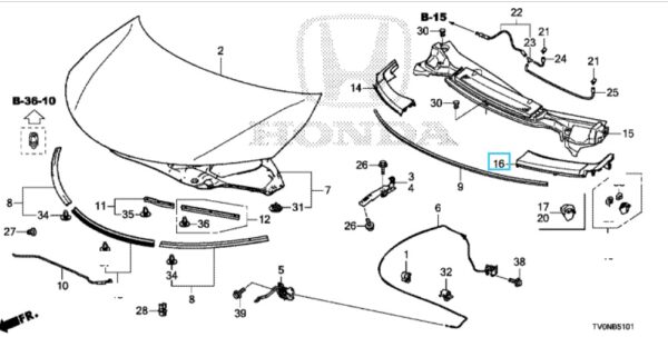 Honda Civic 2012-2016 Nearside Scuttle Trim