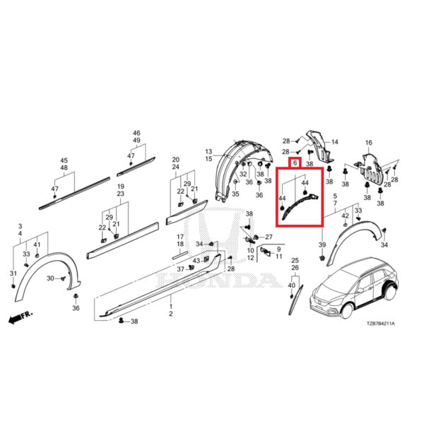 Honda Jazz E:HEV Offside Rear Wheel Arch Spacer