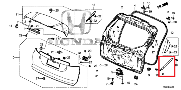 Honda Civic Tourer 2012-2016 Tailgate Strut