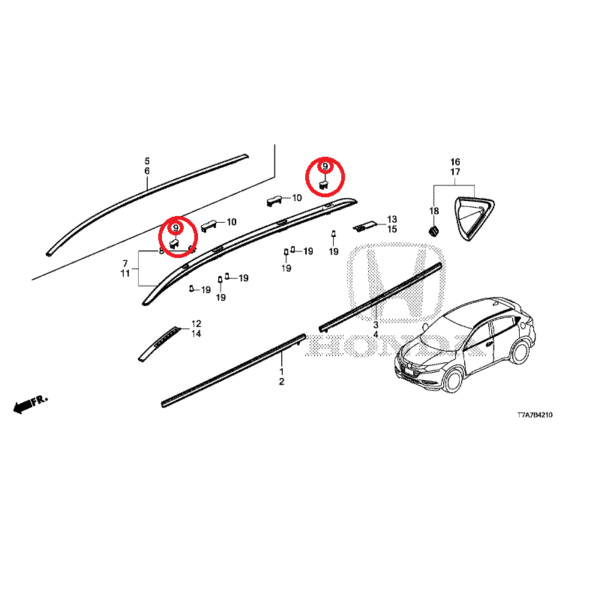 Honda HR-V 2015-2020 Roof Rail Cap A Assembly 75257-T7A-J01