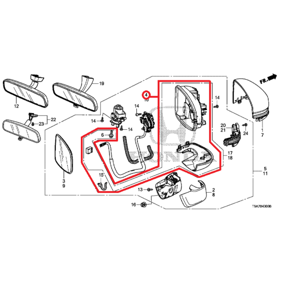 Honda Jazz 2016-2019 Offside Mirror Housing Set 76205-TAR-G01
