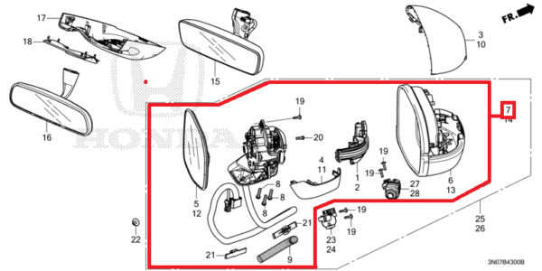 Honda HR-V E:HEV Offside Mirror Assembly