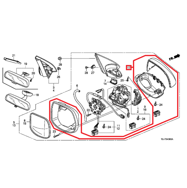 Honda Accord 2009-2015 Nearside Mirror Housing Set