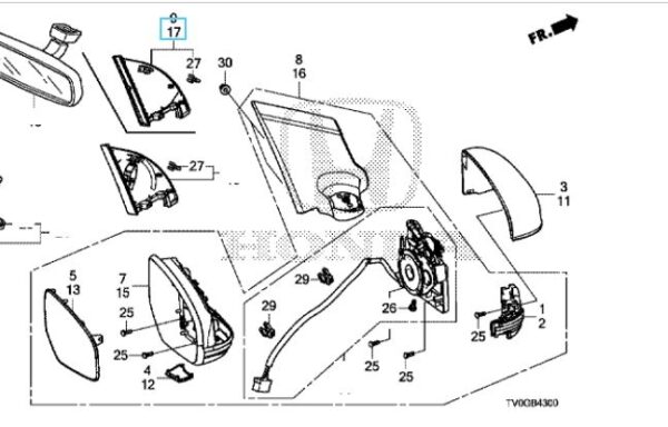 Honda Civic 2012-2016 Nearside Interior Corner Mirror Garnish