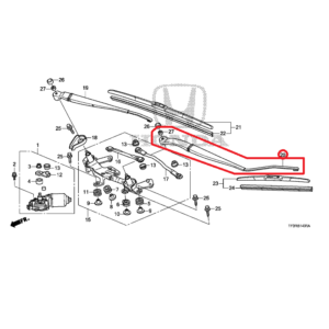 Honda Jazz 2009-2015 Nearside Front Wiper Arm 76610-TF0-E01