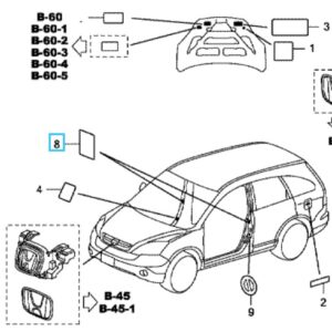 Honda CR-V 2007-2012 Side Airbag Caution Label