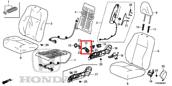Honda Civic 2012-2016 Offside Height Adjuster Handle