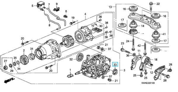 Honda CR-V 2002-2012 Rear Diff Nearside Driveshaft Oil Seal