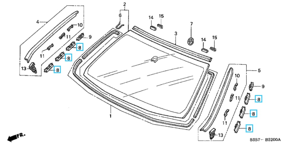 Honda Civic 3 Door 2001-2005 Windscreen Trim Clip (Black)