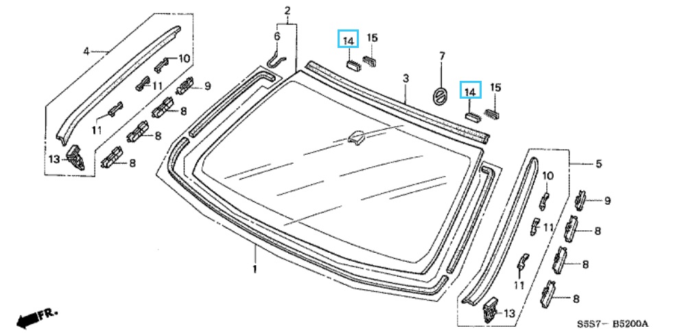 Honda Civic 3 Door 2001-2005 Windscreen Fastener A