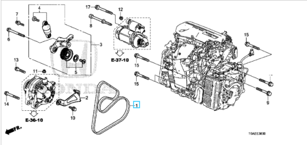 Honda Civic - CR-V  1.6 Diesel 2015- 2018 Alternator belt