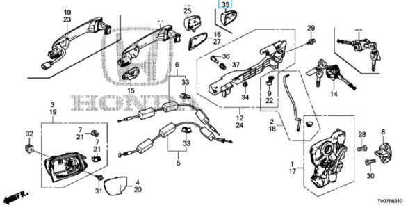 Honda Civic 2012-2015 OSF Outer Door Handle Base Cover