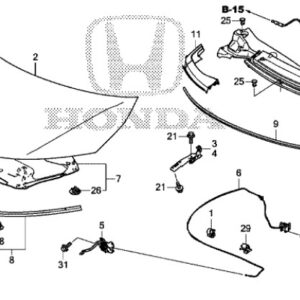 Honda Civic Type R 2015-2016 Front Centre Bonnet Seal