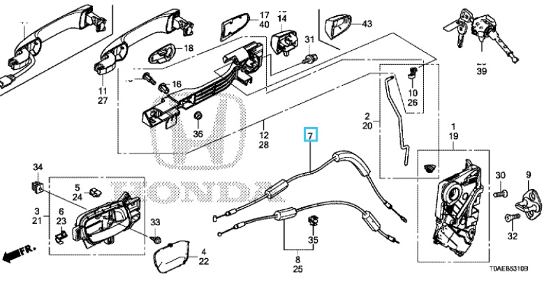Honda CR-V 2013-2016 Inner Front Door Cable