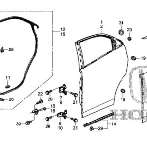 Honda Civic 2012-2016 Rear Door Weatherstrip Clip