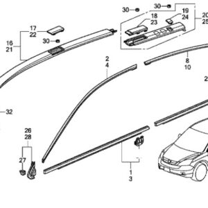 Honda CR-V 2007-2012 OSF Roof Moulding Cap