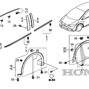 Honda Civic 2012-2016 Front Pillar Corner Garnish Clip