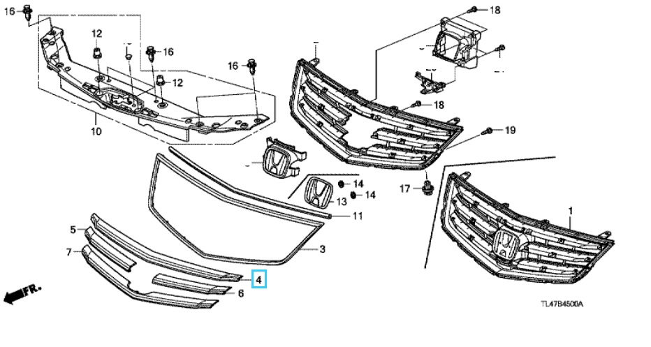 Honda Accord Tourer EX-GT 2009-2015 Upper Grille Moulding