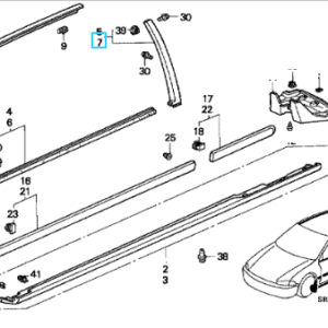 Honda Civic 3dr LH Door Sash Garnish1992-1995