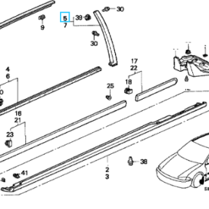 Honda Civic 3dr RH Door Sash Garnish1992-1995