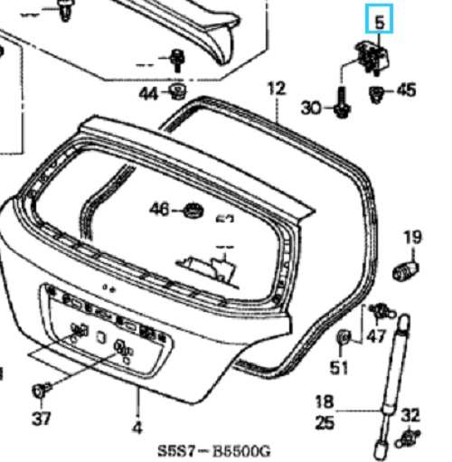 Honda Civic and Type R 2001-2011 Tailgate Hinge