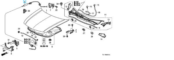 Honda Accord 2009-2015 Bonnet Release Cable