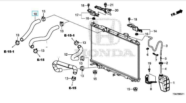 Honda CR-V Petrol 2013-2018 Upper Radiator Hose