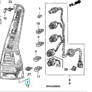 Honda CR-V 2007-2012 Offside Tail Light