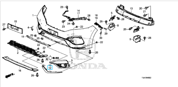 Honda Jazz 2018-2020 LHF Lower Bumper Moulding