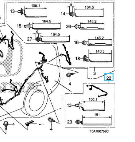 Honda CR-V EX 2013-2014 Rear Bumper Sub Cord