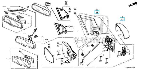 Honda Civic SE 2014-2016 Nearside Mirror Complete