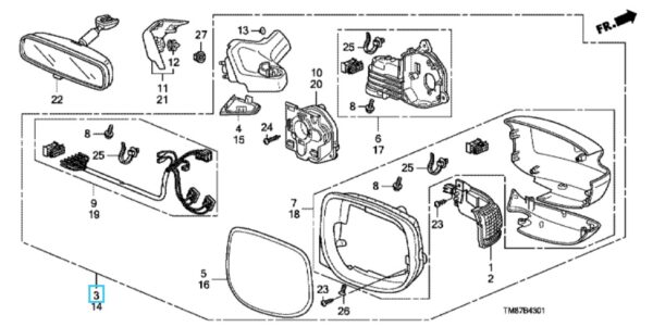 Honda Insight Offside Mirror